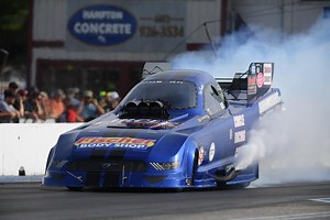 Wow! Terry Haddock advanced to the semis when Capps hazed the tires and the car caught fire!