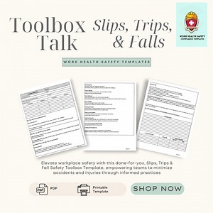 Slips, Trips, and Falls Toolbox Talk Template: Workplace Safety (PDF) - Etsy