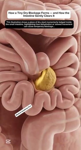How a Tiny Dry Blockage Forms — and How the Intestine Gently Clears It