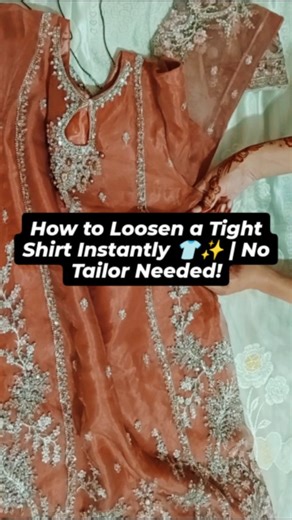 Oh Sew Good on Instagram: "Struggling with a shirt that’s too tight? 😩 Don’t worry! In this reel, I’ll show you a super easy trick to loosen your tight shirt at home — no tailor, no sewing machine! ✂️💫 Perfect for silk, cotton, or lawn fabric — this hack will give your outfit a whole new fit and comfort. Try it out and thank me later! 💃💖 #TightShirtHack #FashionHack #DIYFashion #StyleTips #ReelTrend"
