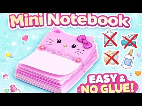 Cute kitty Mini Notebook / DIY mini notepad / No Gule / Paper craft without glue / Origami