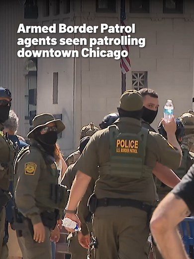 United States Border Patrol agents, wearing bulletproof vests and carrying rifles, were observed patrolling in downtown Chicago this afternoon. Agents have been patrolling the Chicago River on boats in recent days, and Sunday were seen walking down Michigan Avenue, one of the city’s busiest streets, as increased federal intervention continues in the city. #borderpatrol #usbp #chicagoriver #michiganavenue #magnificentmile #magmile #downtownchicago #chicago