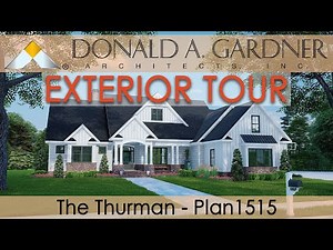 Ranch house plan with a modern farmhouse façade and four bedrooms | The Thurman