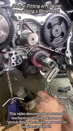 Shrink-Fitting an Engine Gear Using a Blowtorch #shorts #mechanic