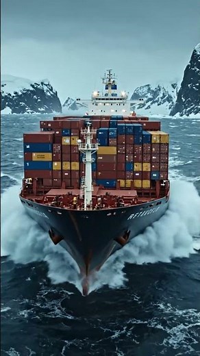 Epic Cargo Ship Braving a Massive Antarctic Storm | Realistic Storm Simulation #shorts #cargoship