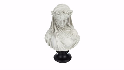 Design Toscano Veiled Maiden Indoor Bust Statue, 9 Inch Wide, 14 Inch Tall, Cast Stone Resin, Antiqued White Finish with a Black Painted Base