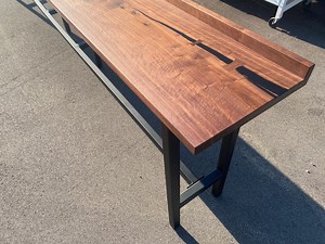 Walnut Sofa Bar Table Reclaimed Wood Drink Rail Restaurant Counter Living Edge Sofa Table Communal Table - Etsy