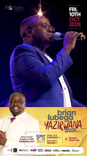 Pastor Brian Lubega Live in Concert – Yazirwana 📅 Date: Thursday, 10th October 2025 📍 Venue: Kampala Serena Hotel Get ready for an unforgettable night as the sensational Pastor Brian Lubega takes the stage at the prestigious Kampala Serena Hotel for the Yazirwana Concert. 🎟️ Tickets available exclusively at www.karitickets.com | Ugamusic. Biz