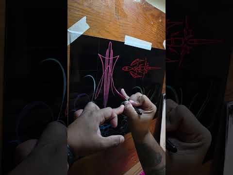 Real Time beginner Pinstriping Design (sword brush)