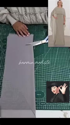 Cutting Gray Fabric for Elegant Dress Design