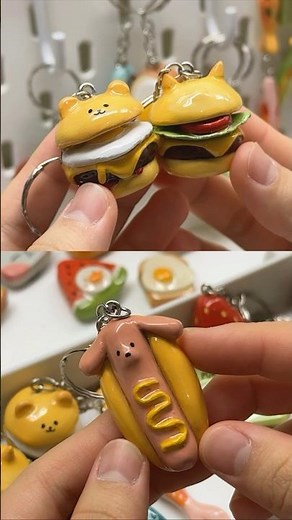 first time making clay keychains and i’m obsessed🍔🌭🍓 full process is uploaded on youtube!