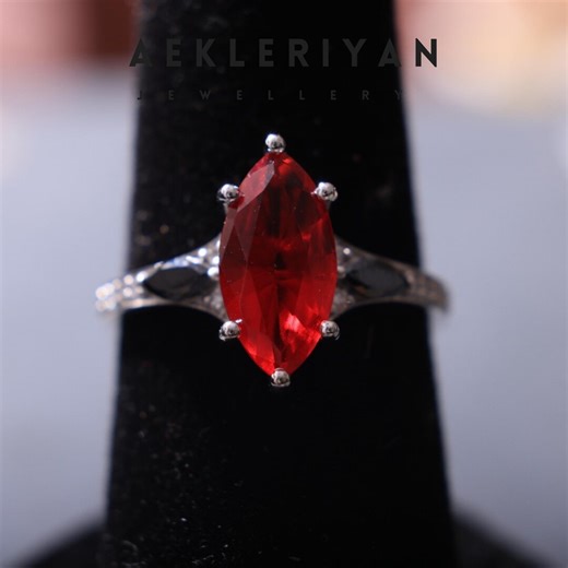 3 CT Red Ruby Marquise Cut Ring, Anniversary Gift Ring, Wadding Ruby Diamond Ring, Engagement Ring, Vintage Style Ring, Birthstone Ring - Etsy