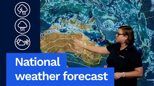 National Weather Forecast: Rain and storms for northern Australia, settled elsewhere. Video current: 12:30pm AEDT 12 February 2026. For the latest forecasts and warnings, go to www.bom.gov.au or the BOM Weather app. | Bureau of Meteorology