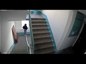 Woman urinates in the stairwell