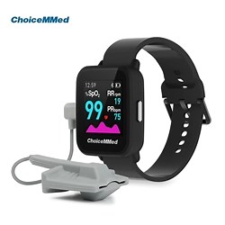 ChoiceMMed MD300W628 Wrist Pulse Oximeter Bluetooth USB with Vibration, respiration rate and memory records overnight sleep oximetry data prints out SpO2 and heart rate data. Free app apnea detection. iphone oximeter, android