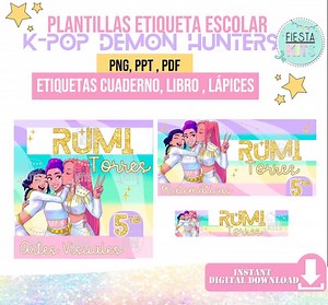 KPOP Demon Hunters School Sticker Template / Huntrix Sticker / Demon Hunters Name Tag / Demon Hunters School Kpop/ Huntrix School / Rumi - Etsy UK