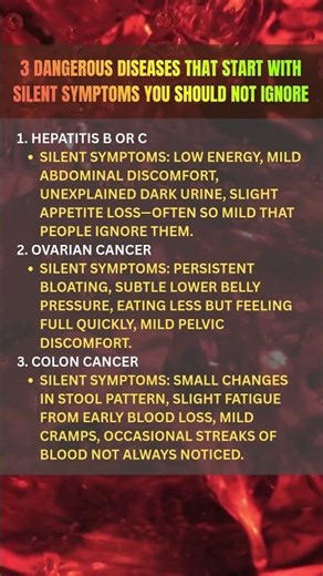 3 DANGEROUS DISEASE THAT START WITH SILENT SYMPTOMS #seniorhealth #disease #shortvideo