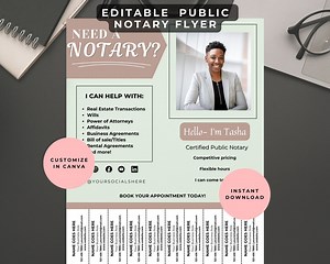 Printable Notary Services Flyer Template, Editable Public Notary Business Flyer, Notary Marketing, Notary Signing Agent Custom Flyer - Etsy