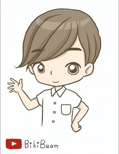 How to Draw a Cute Boy Waving #cartoon #drawing #manga #cute #comic #manga #art #boy #chibi #howto