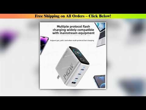 140W USB-C Charger, Laptop Charger, 4-Port Multi-Device Fast Charging, Advanced GaN Power Adapter