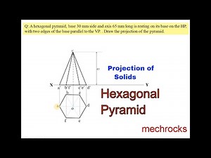 Projections of Solids - Hexagonal Pyramid - Engineering Drawing