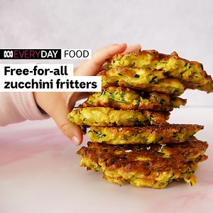 These delicious zucchini fritters are gluten-free, dairy-free, egg-free and only use 5 ingredients! Plus, if you left the onions out, it’s even FODMAPs friendly, making these an absolute Free-For-All for anyone with dietaries and everyone who loves a fritter. Recipe from Alice Zaslavsky | ABC Australia