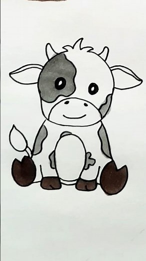 How to Draw a Cute & Easy Cow – Perfect for Kids and Beginners! #drawing #art