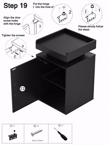 Black Nightstand with LED Lights, Large Storage Bedside Table with Magnetic Door, Black Wooden Bedroom Night Stand