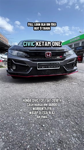 HONDA CIVIC TCP 1.5AT 2018TH Cash harga rm 66800 shj Full loan bln rm 8xx ikat 9 tahun My warranty satu tahun#HONDA #civictcp #civicfc #carview #jb