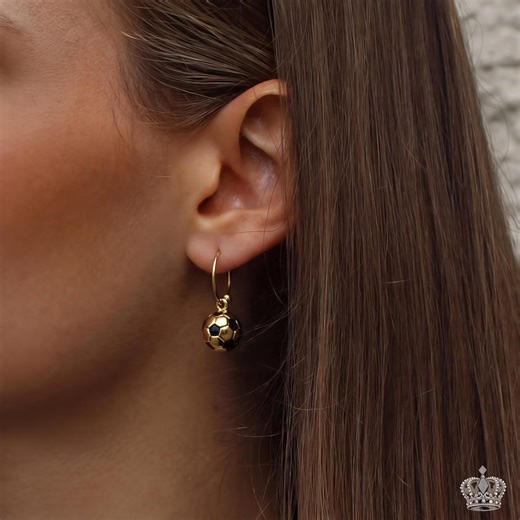 Gold Soccer Ball Hoop Earrings Stainless Steel Sports Jewelry World Cup Fan Gift - Etsy