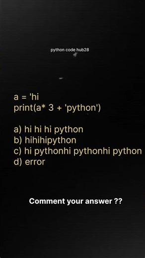 Subscribe to the channel for many more such Python's most imp MCQ codes. 🧑‍💻#python#code#shortcode