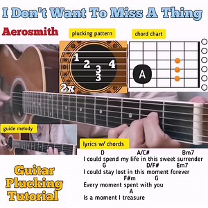 I Don't Want To Miss A Thing - Aerosmith guitar chords w/ lyrics & plucking tutorial | Bert's Guitar Tutorials
