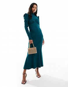 Daska high neck maxi dress with fishtail skirt in teal | ASOS