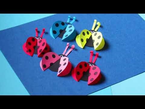 How to make ladybugs from colored Origami paper 💗