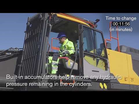 Watch a demo excavator be converted to a standard boom (time lapse)