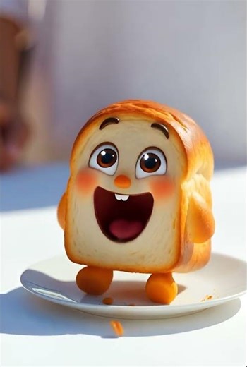 Animated Bread Slice | Breakfast Buddy 🍞 #shorts #3danimation #breakfast #funny