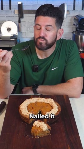 Making chocolate chip cookie pumpkin pie