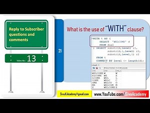Subscriber Comments Reply Video 13 | What is the Usage of WITH clause in Oracle