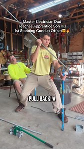 The Apprentice Does his 1st Proper Conduit Offset! Master Electrician Dad Teaches Apprentice Son how do a Box Offset with 1/2” EMT #electrician #bluecollar #electricalcontractor #contractor #union #ev #hendythesparky #trending | Chris Henderson