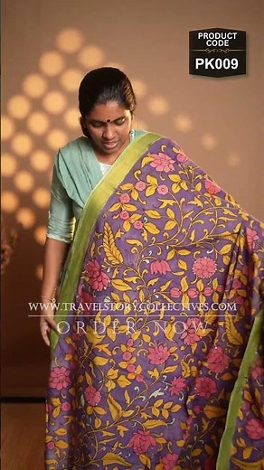 Pure Srikalahasti Penkalamkari Saree hand draw exclusive saree - Rarest Piece and Must Buy