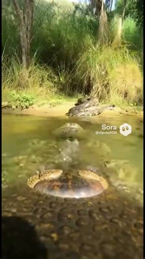 Crocodile eats a python!