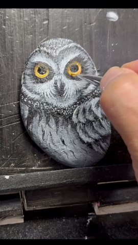 Hand Painted Owl Rock, Realistic Bird Stone Art, Forest Decor, Miniature Owl Painting (3x4") - Etsy