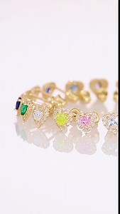 Tilo Jewelry 14K Yellow Gold Tiny Heart Halo Stud Post Earrings with Cubic Zirconia CZ Birthstone | Secure Screw-backs | April | Women & Unisex