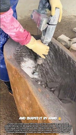 Shaping and Hollowing Large Boulders Using Rotary Hammer Drill and Hand Techniques
