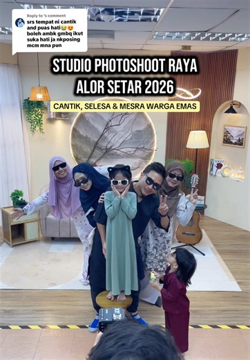 Replying to @￶ save sesiap !! Studio raya ni menjadi pilihan ramai tau tahun ni 😍 ada 3 pilihan studio yang cantik2.. harga serendah rm80 ja ! Nak bawa tok nenek pon boleh sebab studio tingkat 1 xpayah naik tangga 🥰 Nak booking pon mudah, buka ja webs!te depa : www.reino.my @Studio Raya Alor Setar 📍REINO DESIGN STUDIO SHAHAB PERDANA ALOR SETAR #alorsetar #studiorayaalorsetar #studioraya2026 #naylireview #nayliracun