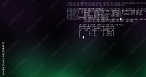 Abstract background with random code. Corrupted code appear on background. Hacking activities and Cyber security issues