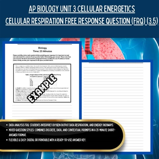 AP Biology UNIT 3 Cellular Energetics 3.5 Cellular Respiration FRQ Worksheet