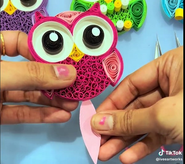 Cute Owl Artwork in Progress - Paper Quilling