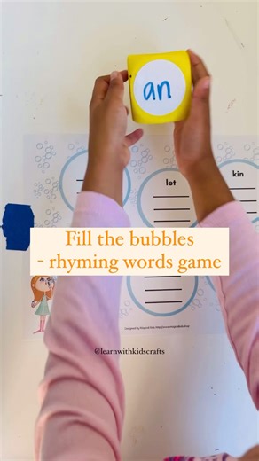 8.3K views · 44 reactions | Comment “POP” for this cvc rhyming word template. On a dry erase dice, write the word family - en, an, op, am, in, ug. Roll the dice and write a rhyming word in the bubble. Link in bio for all other phonics printables Follow @learnwithkidscrafts for more ideas #simpleactivities #learningtoread #cvcwords #earlyliteracy #phonemicawareness #scienceofreading #earlychildhoodeducation #spelling | Learn with Kids Crafts | Facebook