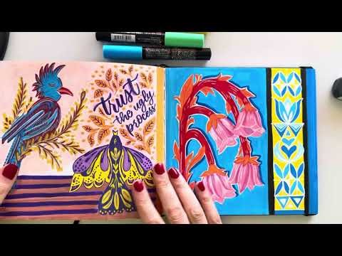 Flip through my 100 Day Project drawing journal 📔